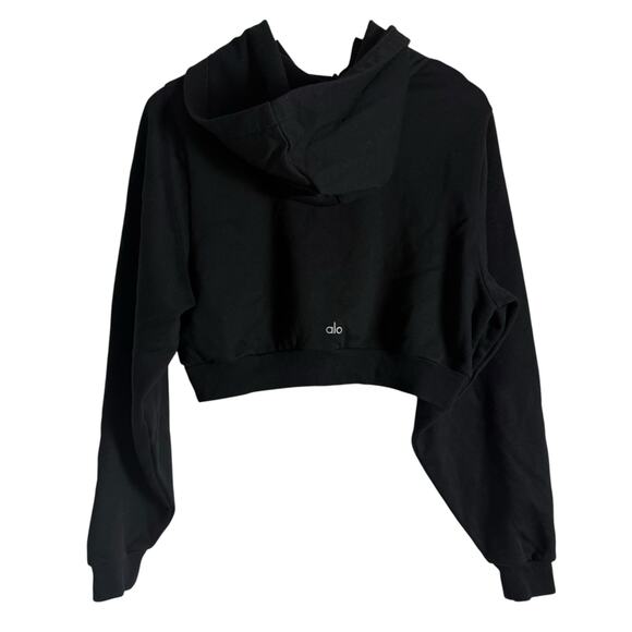 Alo Yoga Bae Black Oversized Cropped Pullover Hoodie Size Small - Picture 8 of 8